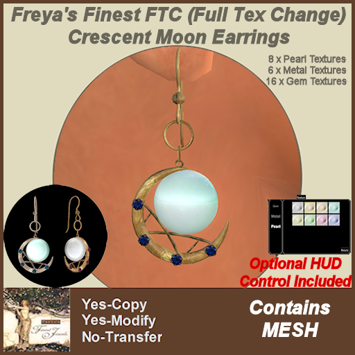 Freya's Finest FTC Crescent Moon Earrings TEX