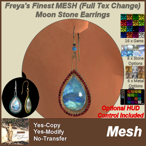 Freya's Finest MESH (Full Tex Change) Moon Stone Earrings TEX V2