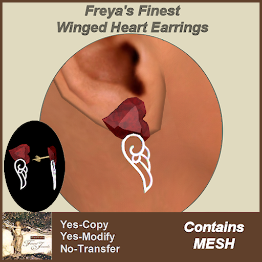 Freya's Finest Winged Heart Earrings TEXT